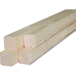 Listelli in legno grezzo (t.b.t.) chiari impilati, ideali per progetti fai-da-te.