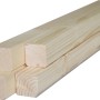 Listelli in legno grezzo (t.b.t.) chiari impilati, ideali per progetti fai-da-te.