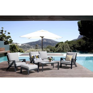 Salotto da giardino Miller in alluminio con cuscini antracite grigio 2 posti