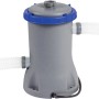 Sistema di filtro a cartuccia t.b.t. grigio con dettagli blu per piscine.