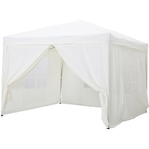 Gazebo pieghevole Papanoa color crema (293x293 cm) con struttura in acciaio per giardino e outdoor.