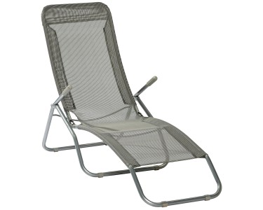 Sedia a sdraio basculante con braccioli in acciaio e textilene