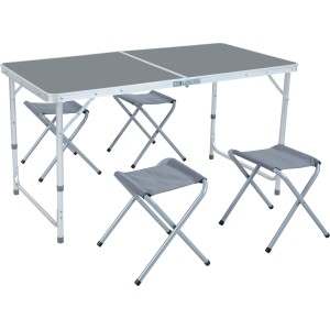 Tavolo pieghevole campeggio Burroway in allu grigio 120x60x55/61.5/70 cm