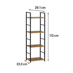 Scaffale in metallo e truciolare 4 ripiani 29x24x112 cm nero