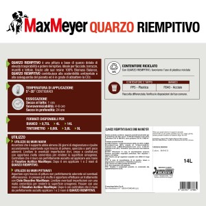 Informazioni su pittura per esterno MaxMeyer Quarz Riempiitivo: applicazione, asciugatura, formati, ingredienti.