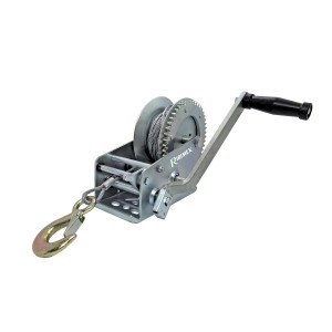 Verricello manuale argentato per barche con gancio. Accessori per nautica.