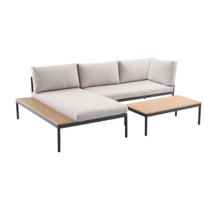 Salotto da giardino Lankin in allum con cuscini poliestere beige 3 posti