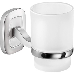 t.b.t. Portaspazzolini con supporto cromato e vetro satinato.