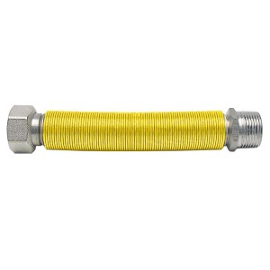 Tubo flessibile giallo t.b.t. con connettori in metallo.