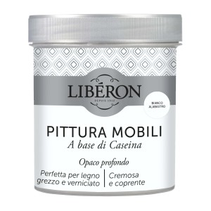 Barattolo di vernice per mobili (t.b.t.) Liberon bianco alabastro. Per mobili in legno.