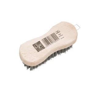 Spazzola a mano LUX con 5 file di filo d'acciaio e manico in legno per pulizia e rimozione ruggine.