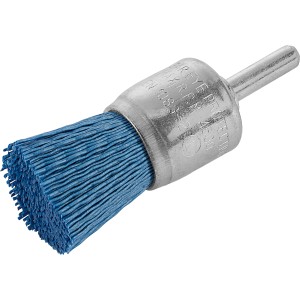 t.b.t. Spazzola per trapano con testina blu e gambo in metallo.