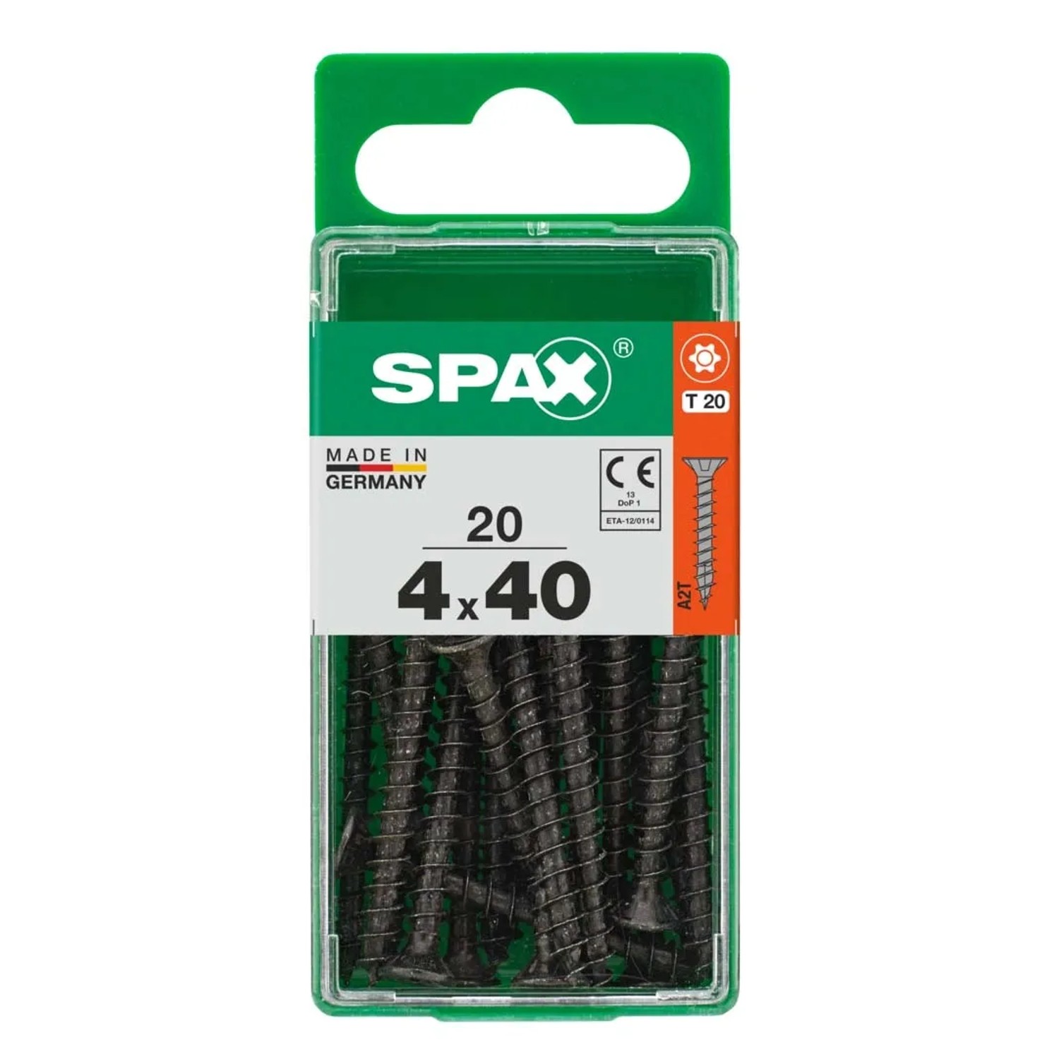Viti universali Spax, zincate, 4x40mm, nere, confezione da 20 pezzi.