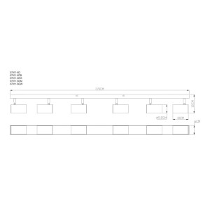 Barra 6 faretti Robby Globo 35 W 1800x100 mm nero