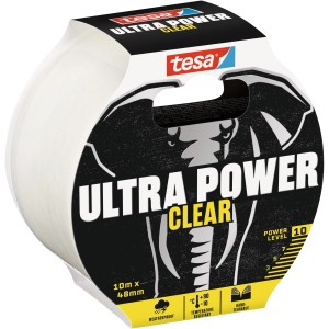 Nastro riparatore trasparente Tesa Ultra Power Clear, 10 m x 48 mm. Nastro adesivo trasparente e resistente per riparazioni.