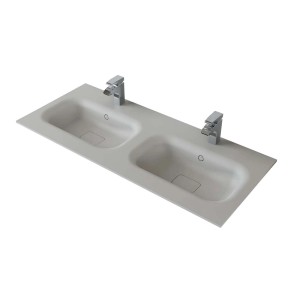 Mobile lavabo doppio grigio t.b.t. con due rubinetti per il bagno.