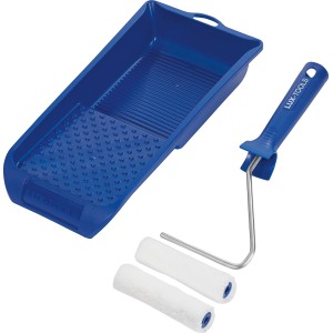 Set pittura per impregnante LUX, 4 pezzi: vaschetta per pittura, telaio per rullo e due rulli.