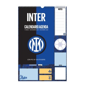 Calendario da parete Inter con note e adesivi, decorazione per tifosi.