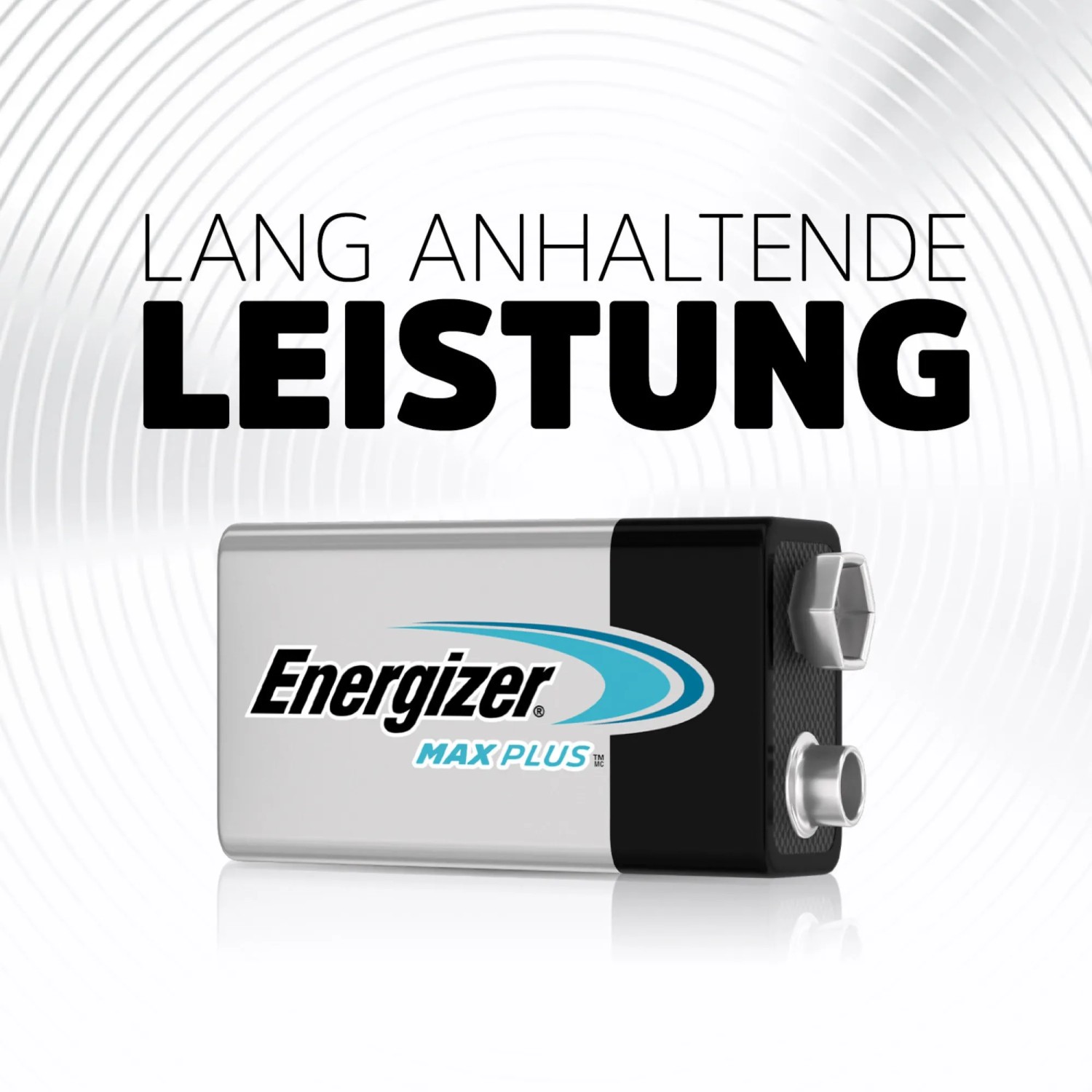 Batteria Energizer Max Plus 9V, batteria alcalina per dispositivi ad alta potenza.