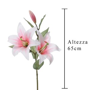 Giglio artificiale decorativo con fiori rosa, altezza 65cm.