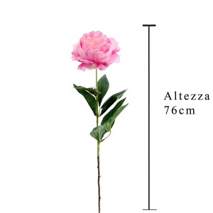 Singolo fiore artificiale di peonia rosa, alto 76 cm, per decorazioni.