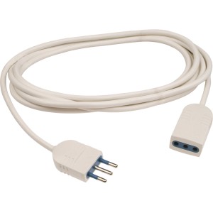 Prolunga t.b.t. bianca con spina e presa a tre poli.