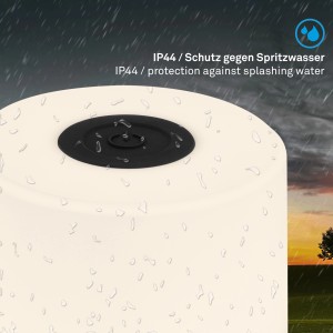 Lampada da tavolo a batteria Brilo Smal nera, resistente agli spruzzi (IP44) per esterni.