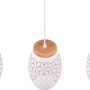 Lampada a sospensione Reality Bidar, 3 luci, bianco opaco con legno, lampada a sospensione per soggiorno.