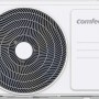 Unità esterna del condizionatore Comfee, rivestimento bianco con griglia della ventola.