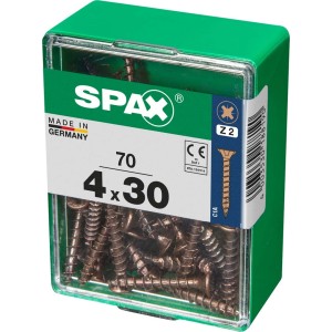 Scatola di viti per legno SPAX, 4x30 mm, per vari collegamenti in legno.