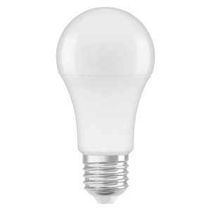 Lampadina LED E27, forma a pera bianca. A risparmio energetico e di lunga durata.
