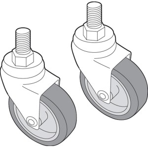 Rotelle per scaffali, fissaggio a vite, grigio.