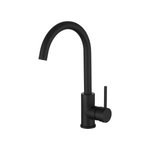 Miscelatore monocomando nero t.b.t. per cucina o bagno.