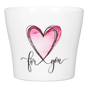 Scheurich vaso With Love, Ø 15cm, bianco con cuore e scritta 'for you'.