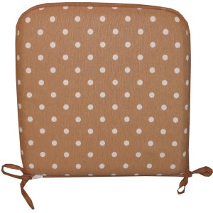 t.b.t. cuscino per sedia con motivo a pois marrone, quadrato con lacci.