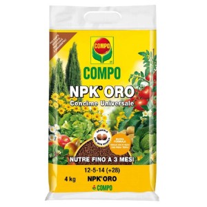 COMPO NPK ORO concime universale, sacco da 4kg. Nutrienti per ortaggi, frutta e piante ornamentali.