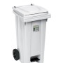 Cestino t.b.t. bianco con coperchio, pedale e ruote.