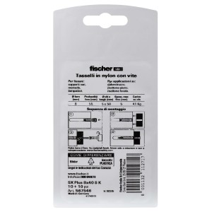 Fischer Tasselli SX Plus 8x40 S K, confezione da 10, adatti per diversi fissaggi.