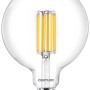 Lampadina LED E27 trasparente con design a globo. Ideale per illuminazione d'atmosfera.