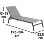 Lettino prendisole grigio t.b.t. con dimensioni per giardino e terrazza.