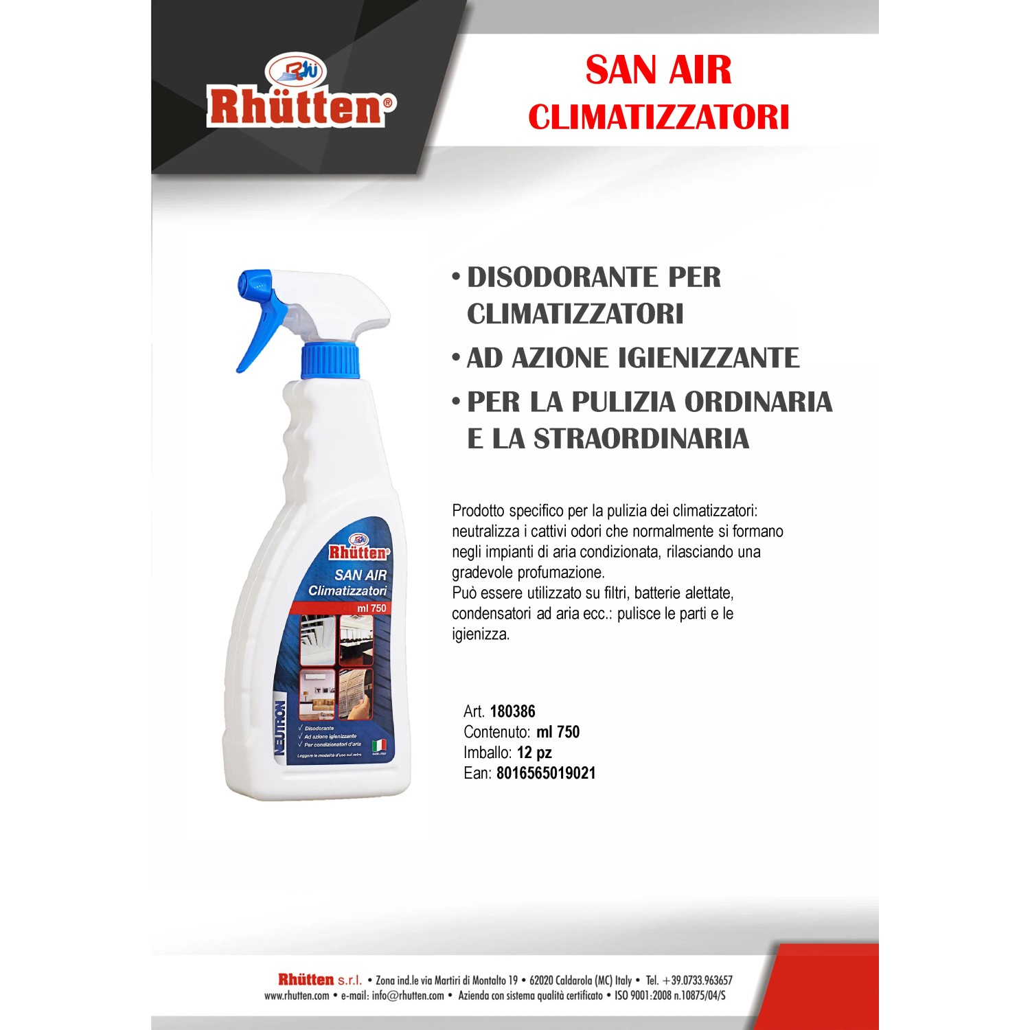 Rhütten San Air Climatizzatori: Spray detergente per climatizzatori.