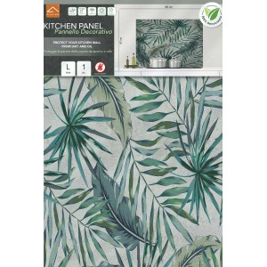 t.b.t. Paraschizzi cucina con design a foglie tropicali.