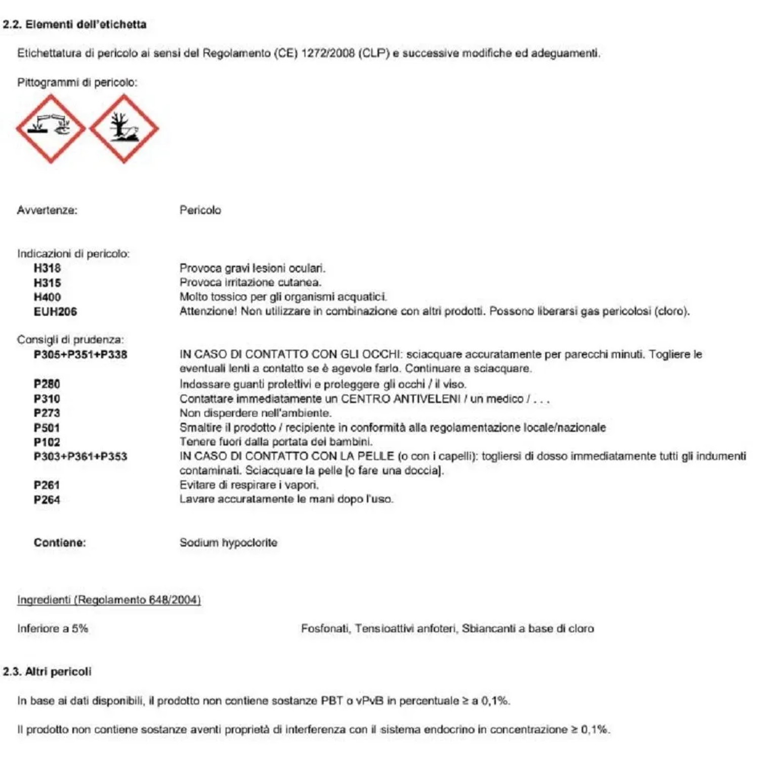 Indicazioni di pericolo 1