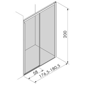 Porta doccia scorrevole Elite 176,5-180,5x200 cm metallo