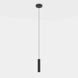 Lampada a sospensione nera t.b.t., design minimalista per interni moderni.