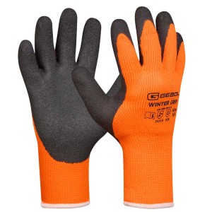 Guanti da lavoro Gebol Winter Grip, taglia 9, arancio/nero, per lavori al freddo.