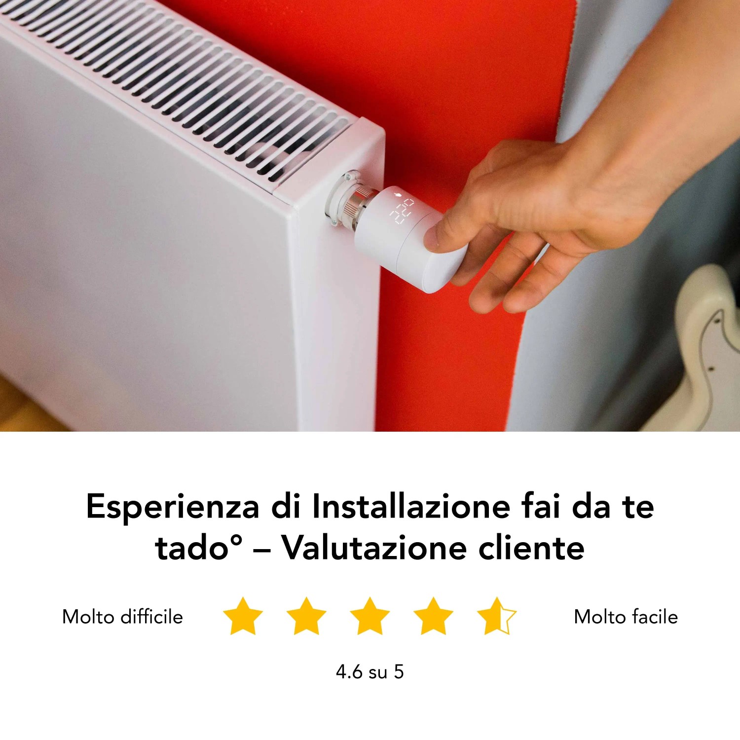 Termostato per radiatore tado° montato sul radiatore. Controllo del riscaldamento Smart Home.