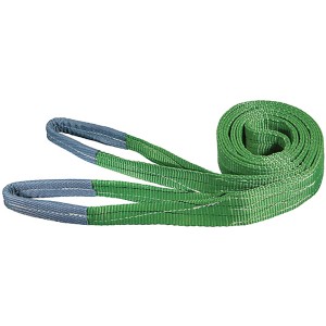 Fascia di sollevamento verde t.b.t. per barca e yacht, arrotolata con anelli.