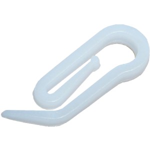 Gancio bianco per binari per tende.