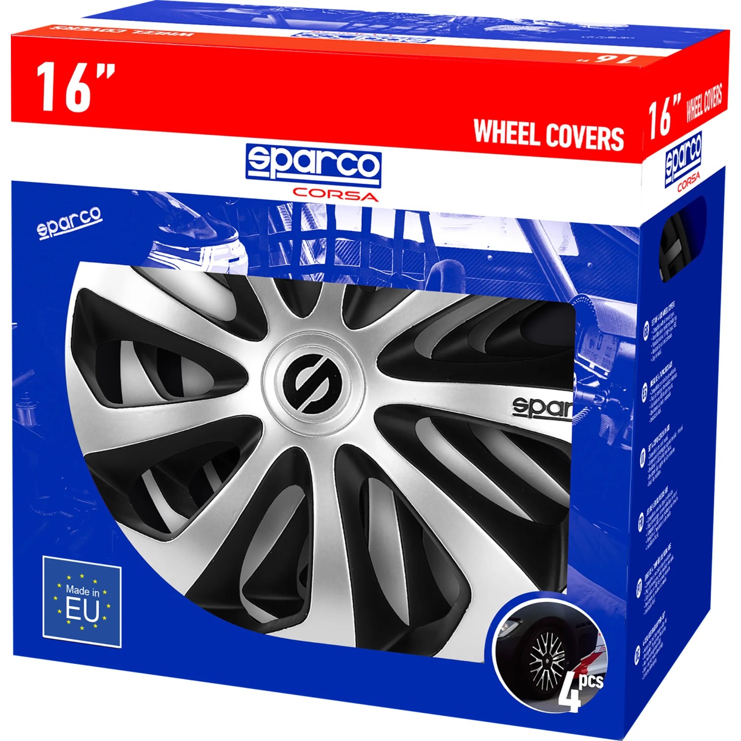 Sparco Spc1480Bk Set Copricerchi 4 Pezzi Varese 14 Pollici